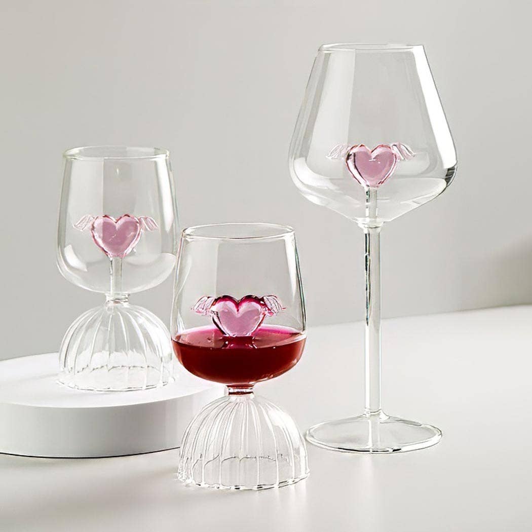 Cupid Red Wine Glass with Love Heart - Tutu Home