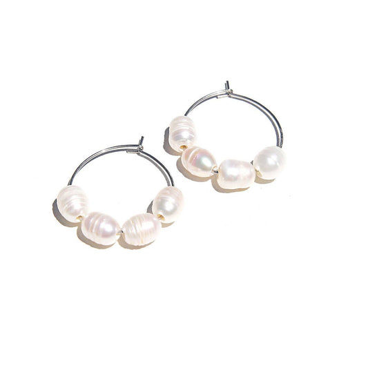 Small Silver Freshwater Hoops ~ Kingston Jewellery
