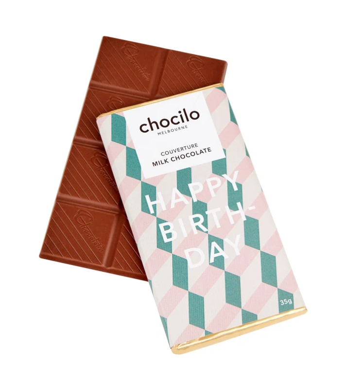 Chocilo ~ "Happy Birthday" Milk Chocolate Block - 35g