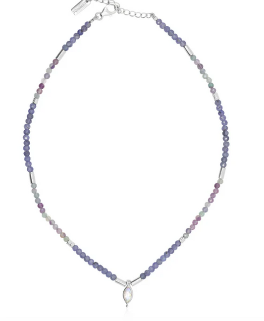 Theia Tanzanite & Fluorite Silver Beaded Necklace - Toni May