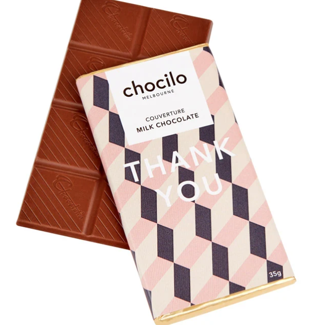 Chocilo ~ "Thank You" Milk Chocolate Block - 35g