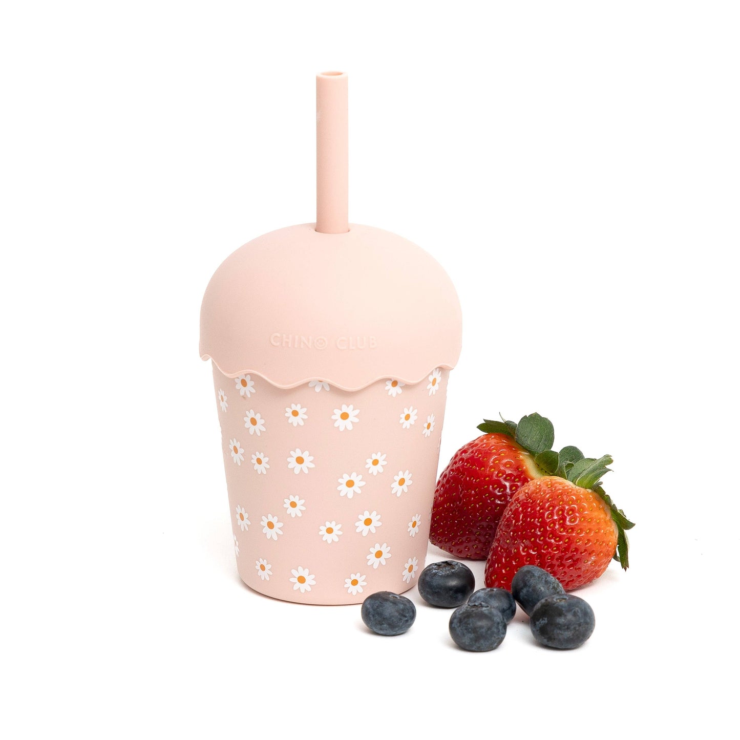 Pink Daisy Mini Smoothie Cup & Straw 200ml - Chino Club