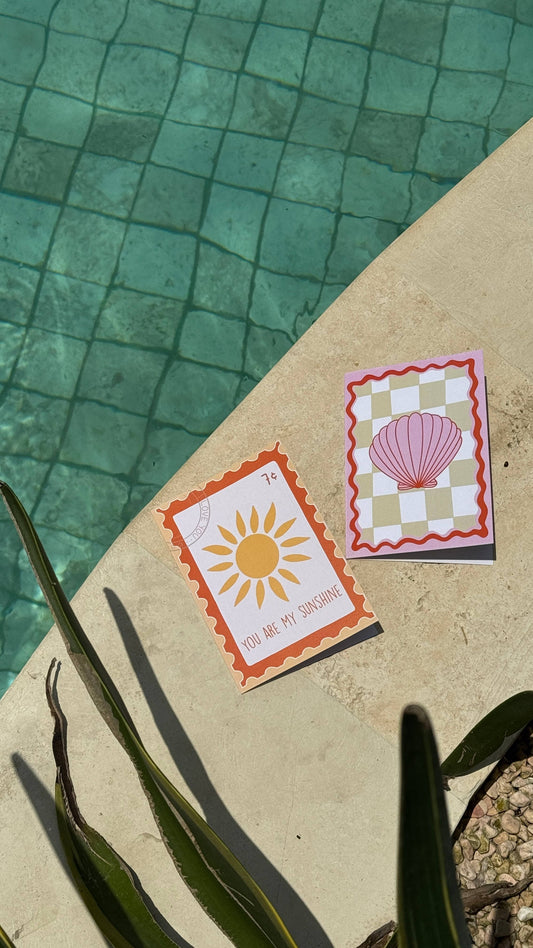 Pink Wavy Shell Plain Card