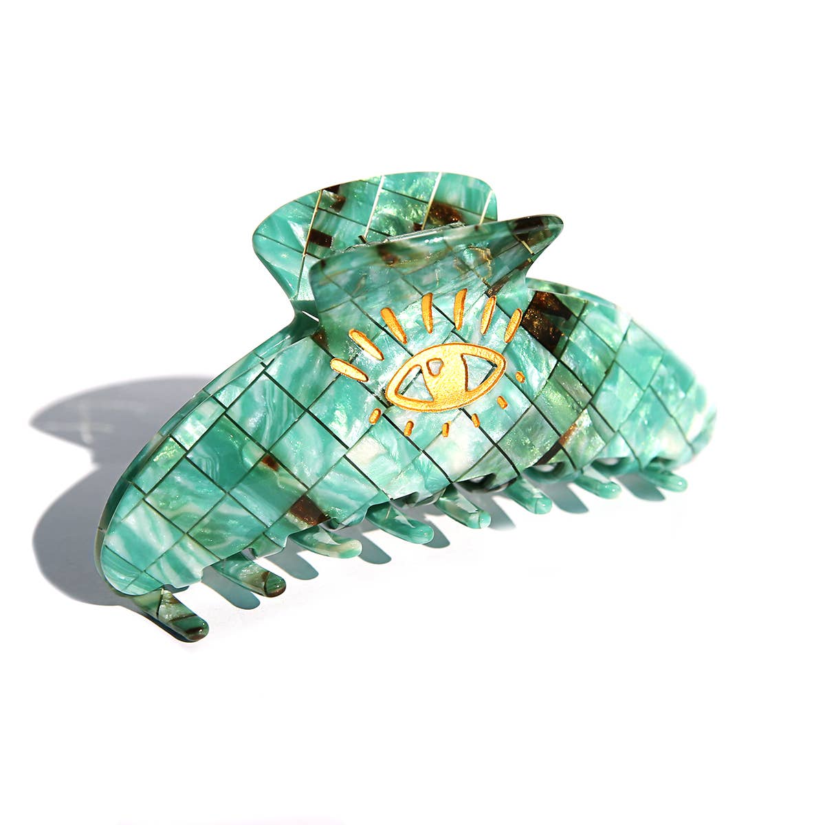 Hair Claw Clip Teal Check - Kingston Jewellery