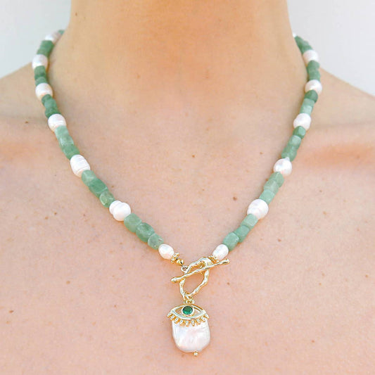 Quartz and Freshwater Fob Necklace ~  Kingston Jewellery