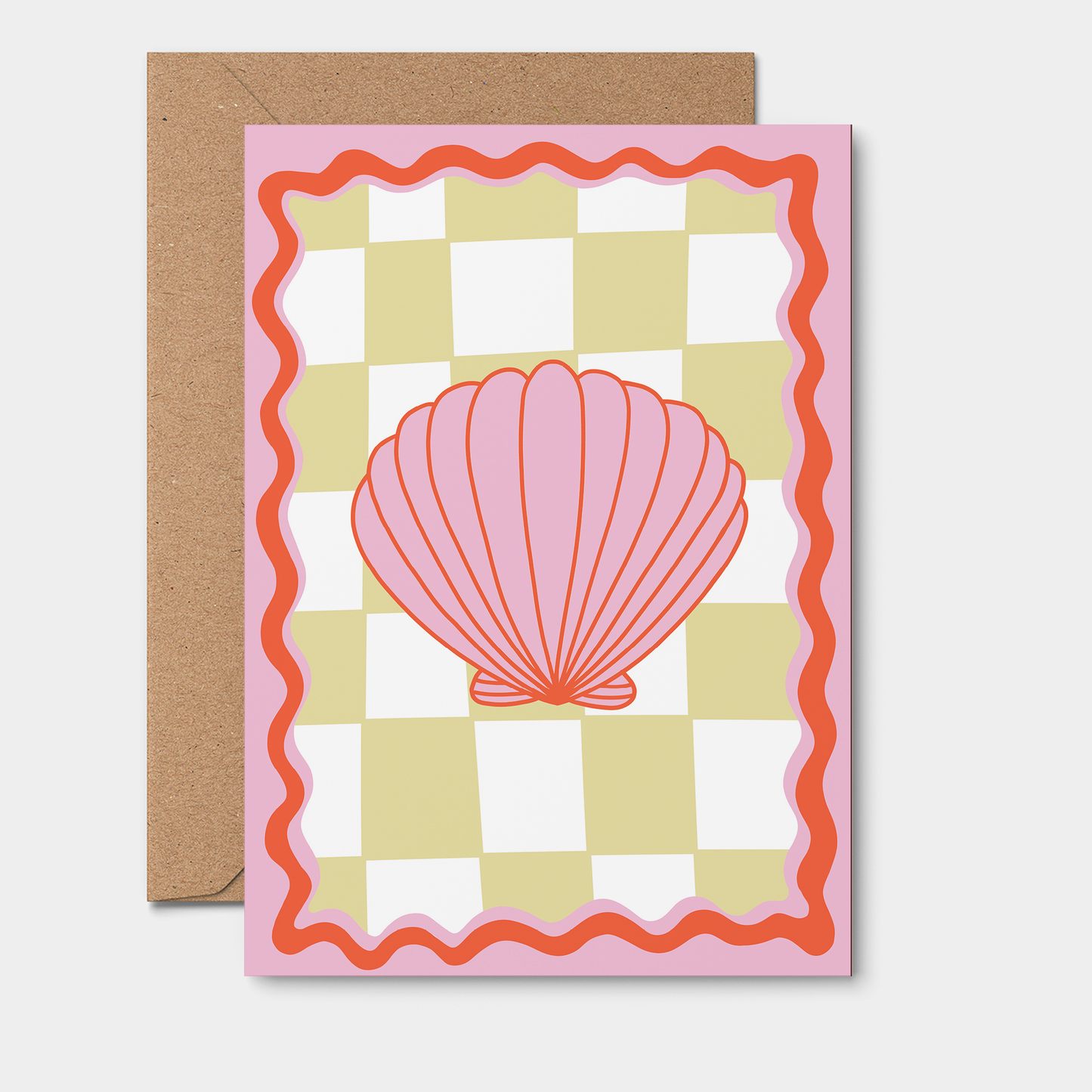 Pink Wavy Shell Plain Card