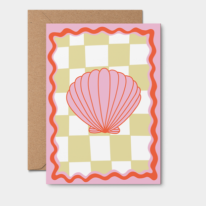 Pink Wavy Shell Plain Card