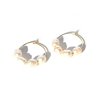 Small Gold Freshwater Hoops ~  Kingston Jewellery