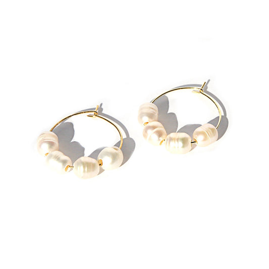 Small Gold Freshwater Hoops ~  Kingston Jewellery