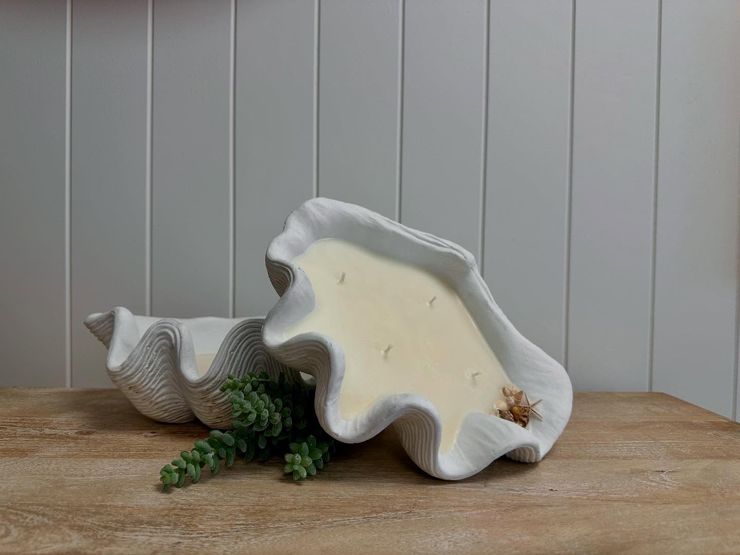 Cement Clam Shell Candle - Shorelines Collection