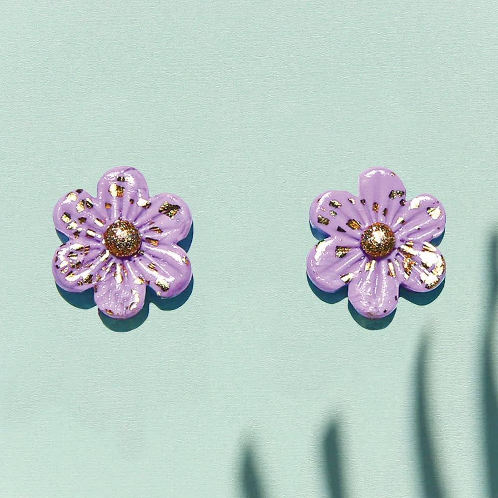 Large Lilac Daisy Studs - Kingston Jewellery