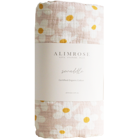 Muslin Swaddle Large Daisies - Alimrose