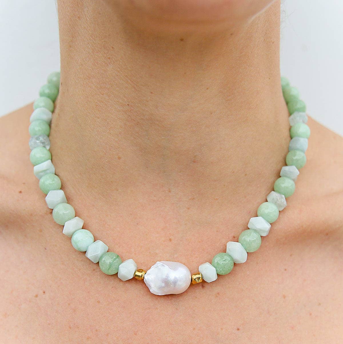 Melon Quartz Keshi Necklace ~  Kingston Jewellery
