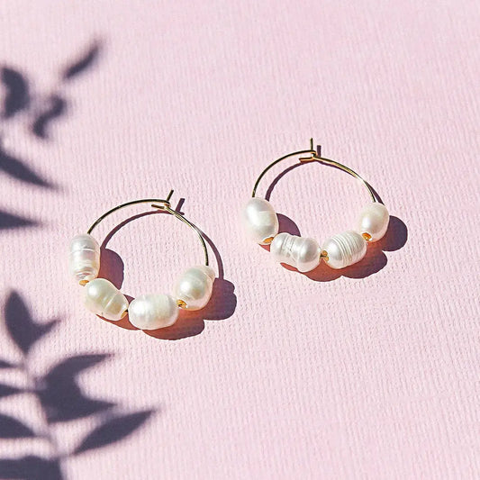 Small Gold Freshwater Hoops ~  Kingston Jewellery