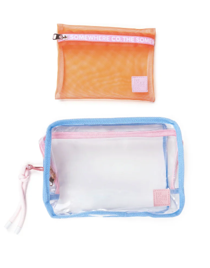 Blue, Pink, Peach Cheeky Cosmetic Case - The Somewhere Co.