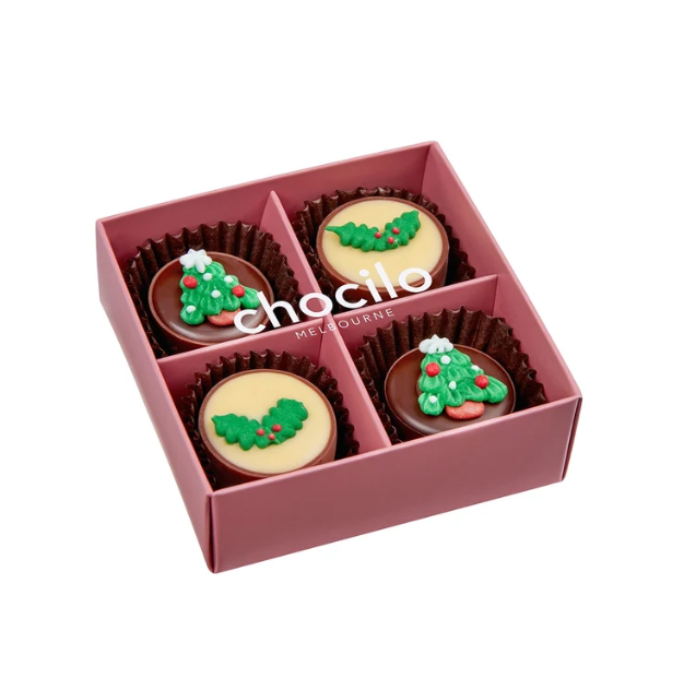 Chocilo ~ 4 Pack Christmas Chocolate Assortment Gift Box