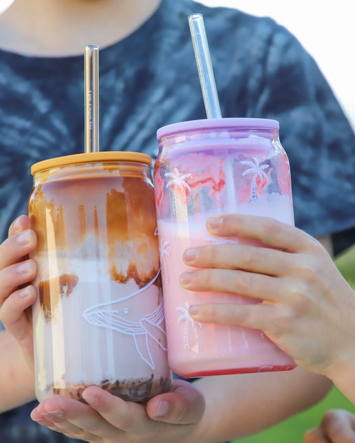 Glass Cup & Straw Set by The Latte Jar