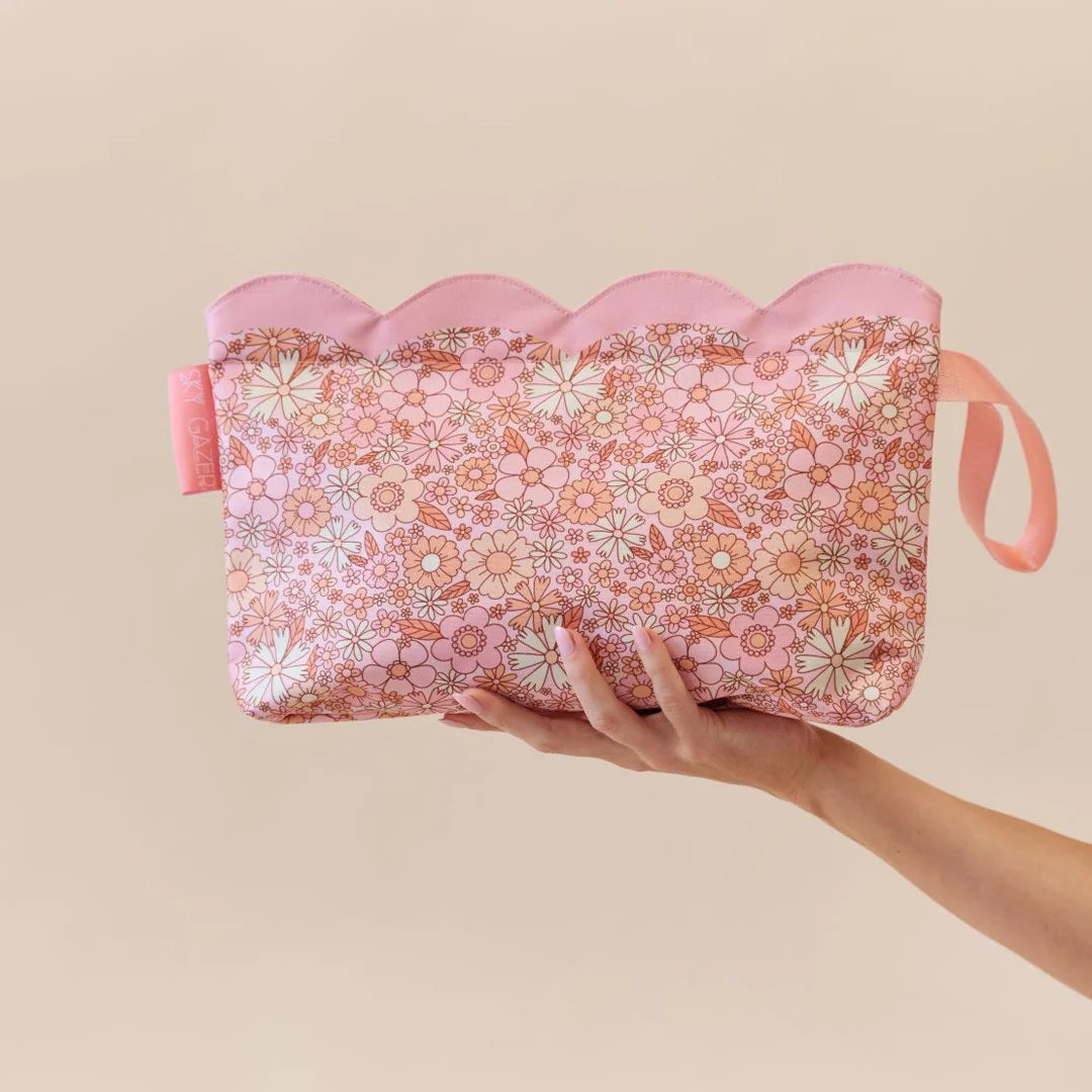 Scalloped Wet Bag- Flower Power - Sky Gazer