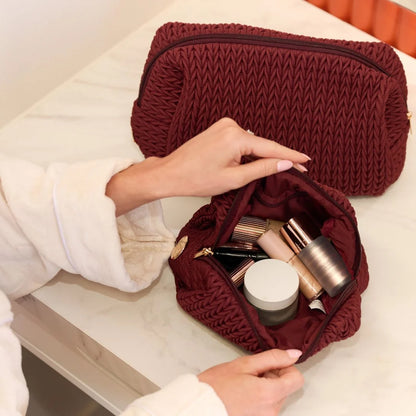 Luxe Quilted Make-Up & Toiletry Bag Set - Sky Gazer