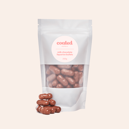Milk Liquorice Bullets - Coated