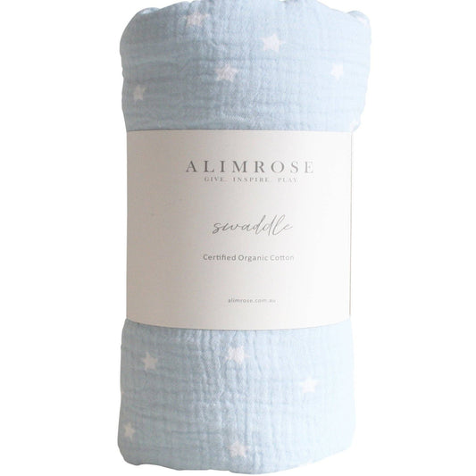 Muslin Swaddle Starry Night - Baby Blue - Alimrose