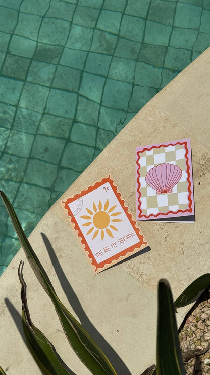 Pink Wavy Shell Plain Card