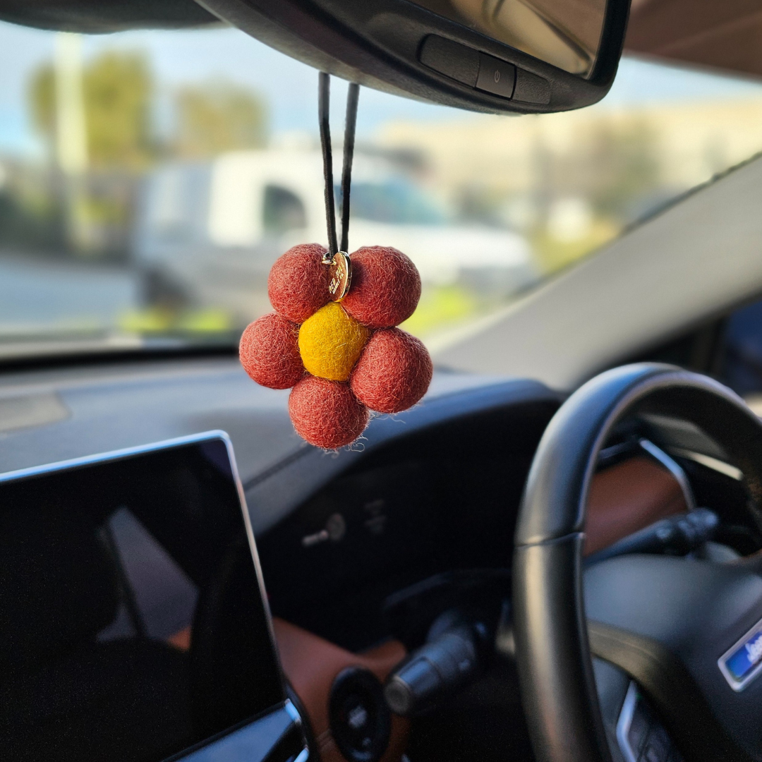 Champagne & Pomegranate Felt Flower Air Freshener - Red Hill Candle Co.