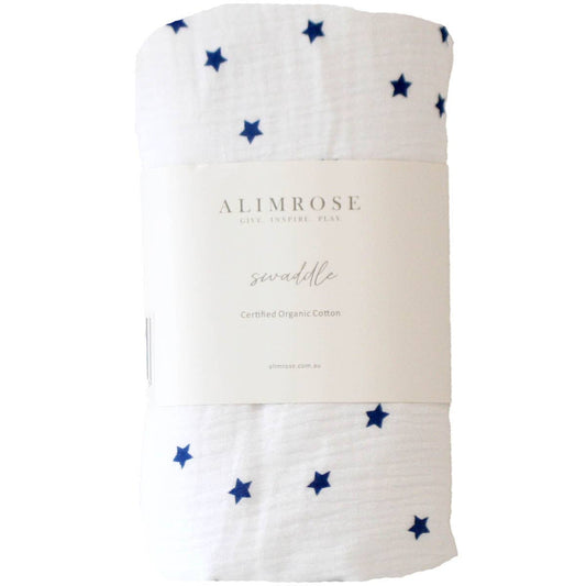 Muslin Swaddle Navy Stars - Alimrose