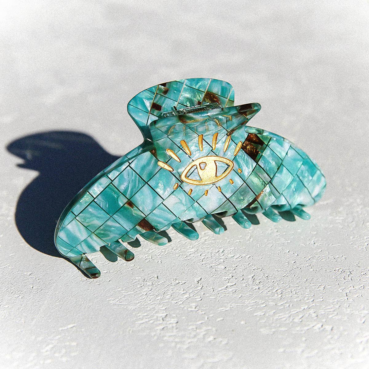 Hair Claw Clip Teal Check - Kingston Jewellery