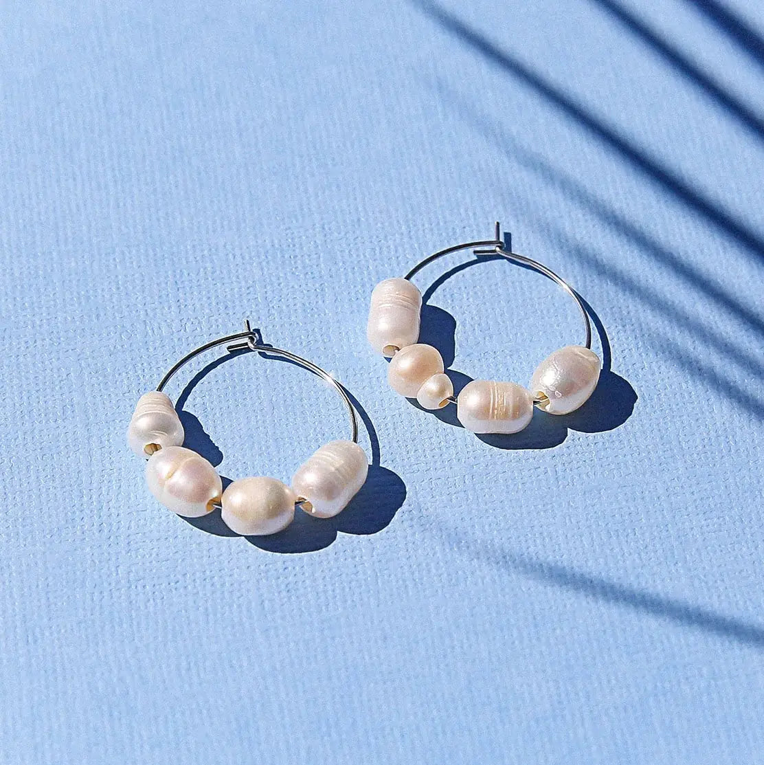 Small Silver Freshwater Hoops ~  Kingston Jewellery