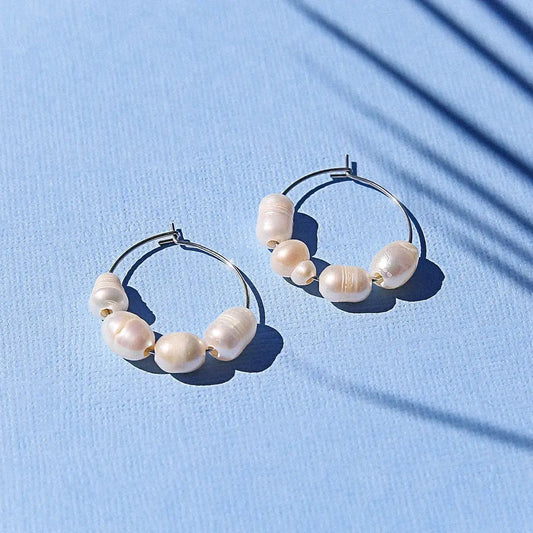 Small Silver Freshwater Hoops ~  Kingston Jewellery