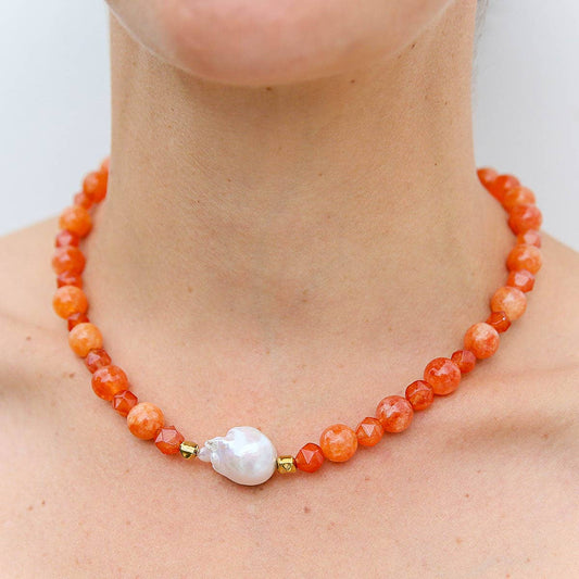 Sunset Quartz Keshi Necklace ~  Kingston Jewellery